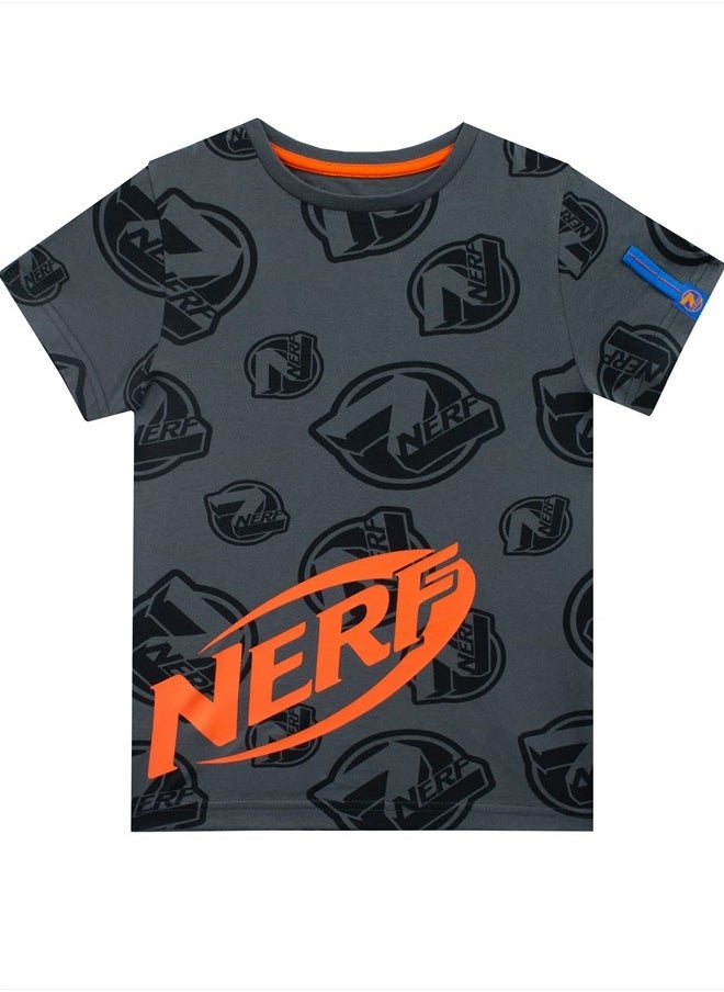 NERF - T-Shirt Boys All Over Print Short Sleeve Tee for Kids Gray 6 - Image 1