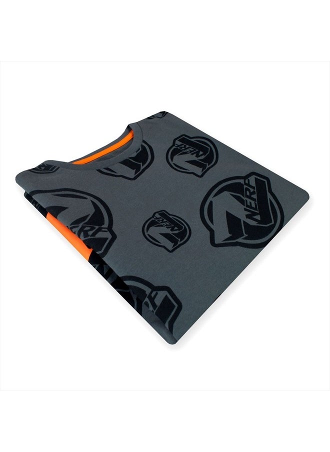 NERF - T-Shirt Boys All Over Print Short Sleeve Tee for Kids Gray 6 - Image 1