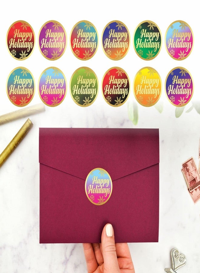 PARTH IMPEX Happy Holidays Stickers - (Pack of 120) 2" Large Round Gold Foil Stamping Labels for Christmas Cards Gift Envelope Seals Boxes - Image 4