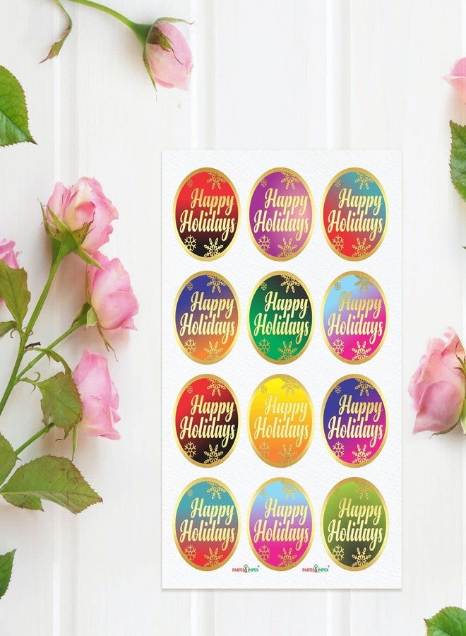 PARTH IMPEX Happy Holidays Stickers - (Pack of 120) 2" Large Round Gold Foil Stamping Labels for Christmas Cards Gift Envelope Seals Boxes - Image 3