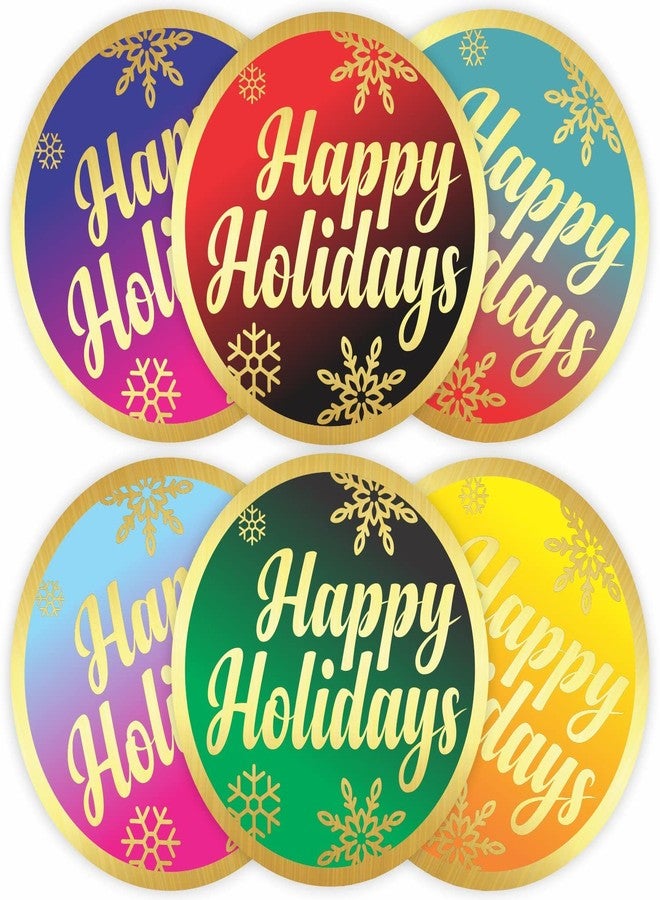 PARTH IMPEX Happy Holidays Stickers - (Pack of 120) 2" Large Round Gold Foil Stamping Labels for Christmas Cards Gift Envelope Seals Boxes - Image 1