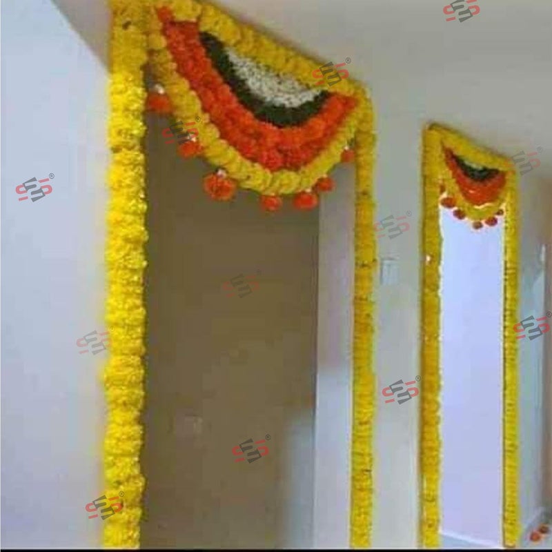 S2S S2S Marigold Flower Full Door Decoration Thoranam for Entrance Door Thoranam for Entrance Door for Home Decor Main Door Mandir Event Party 40 Inches  - Image 1