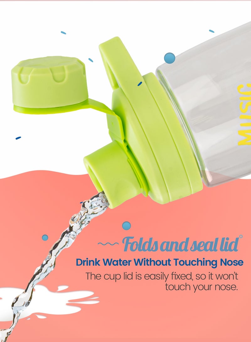 بيبي زجاجة مياه للأطفال سعة 480 مل مع مقبض حمل، خالية من مادة BPA، زجاجة مياه غير سامة للأطفال للمدرسة، سهلة التنظيف، أكواب مانعة للانسكاب للأطفال، زجاجة مياه للأطفال الصغار، لون أخضر - Image 5