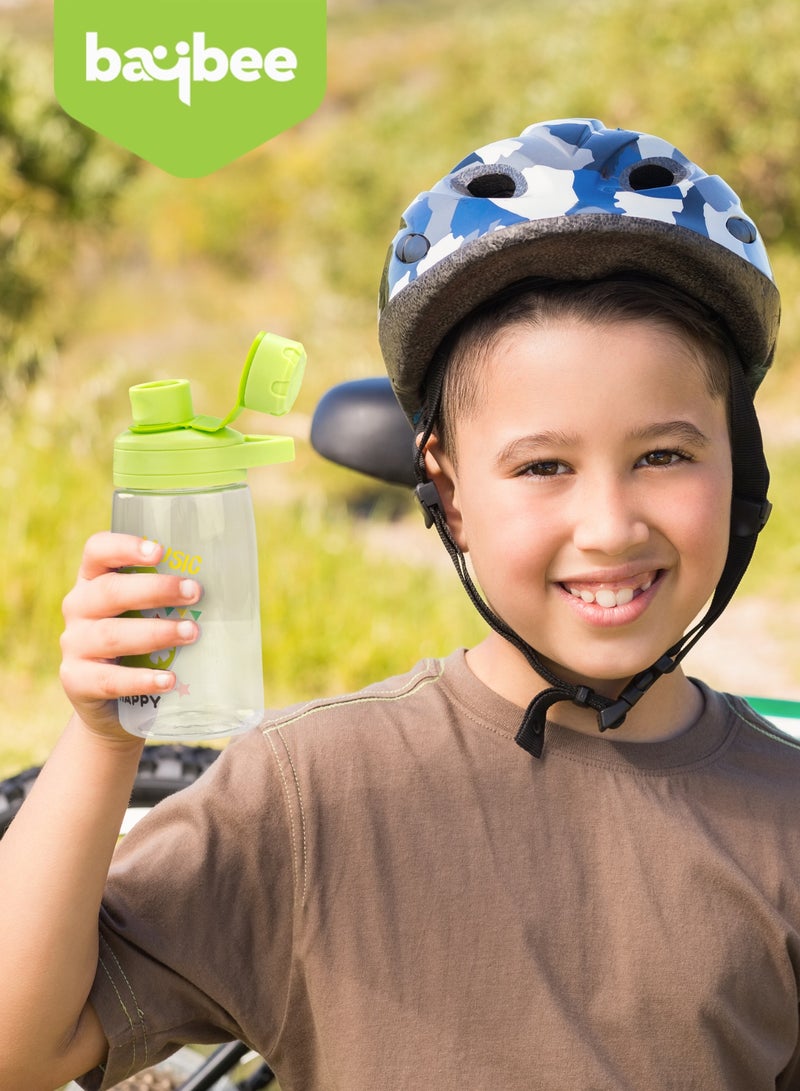 بيبي زجاجة مياه للأطفال سعة 480 مل مع مقبض حمل، خالية من مادة BPA، زجاجة مياه غير سامة للأطفال للمدرسة، سهلة التنظيف، أكواب مانعة للانسكاب للأطفال، زجاجة مياه للأطفال الصغار، لون أخضر - Image 4