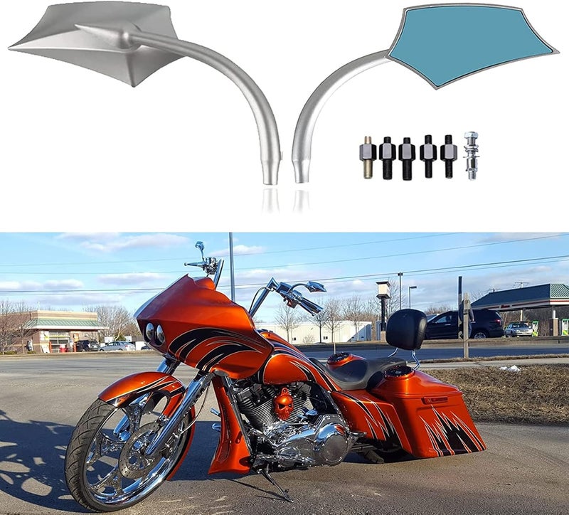 DREAMIZER Chrome 8mm/10mm Motorcycle Rear View Side Mirrors for Cruiser, Chopper, Sportster, Dyna, Softail, and More - Image 3