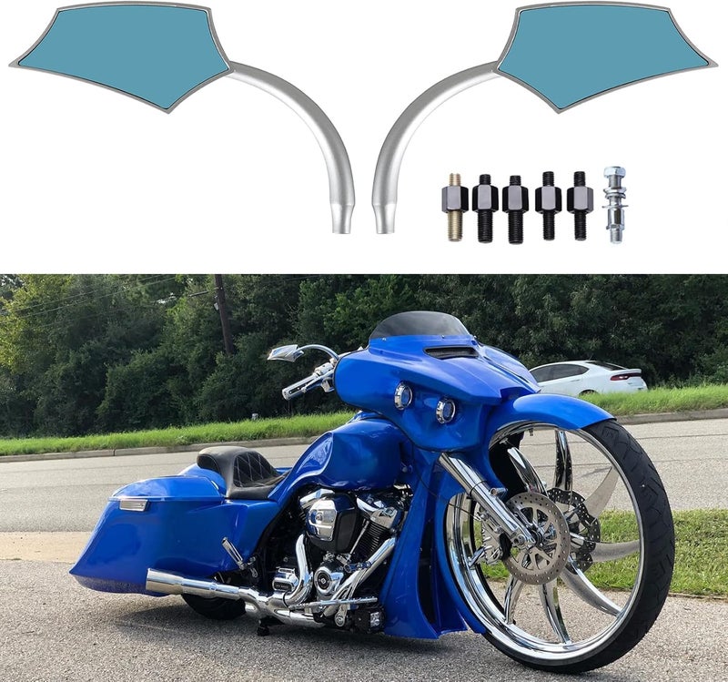 DREAMIZER Chrome 8mm/10mm Motorcycle Rear View Side Mirrors for Cruiser, Chopper, Sportster, Dyna, Softail, and More - Image 1