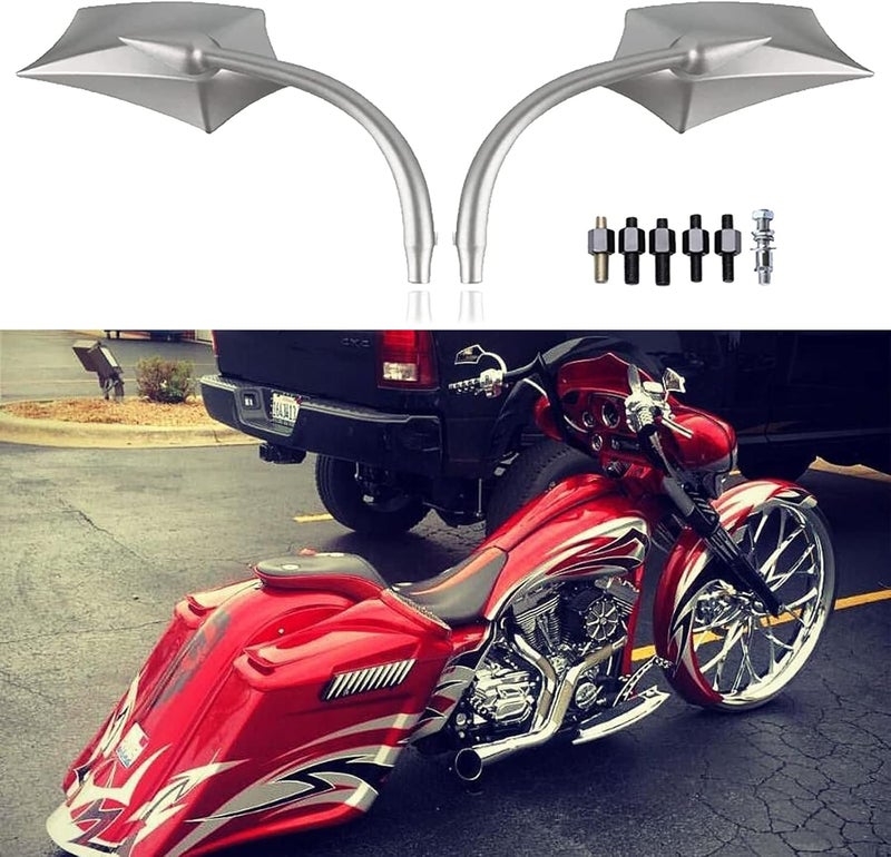 DREAMIZER Chrome 8mm/10mm Motorcycle Rear View Side Mirrors for Cruiser, Chopper, Sportster, Dyna, Softail, and More - Image 2