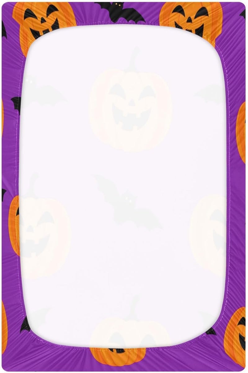 Halloween Bat Lanterns Crib Sheets for Boys Girls Ultra Soft Breathable Baby Crib Sheet Fitted Crib Sheets for Standard Size Crib and Toddler Mattresses, 39 x 27 Inch - Image 3
