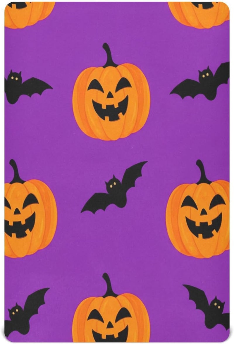 Halloween Bat Lanterns Crib Sheets for Boys Girls Ultra Soft Breathable Baby Crib Sheet Fitted Crib Sheets for Standard Size Crib and Toddler Mattresses, 39 x 27 Inch - Image 1