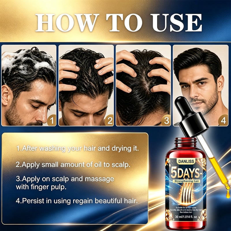 DANLISS 5-Day Strengthening and Repairing Hair Oil 30ml - Dropper for quick absorption, nourishing dry, permed, and dyed hair - Image 4