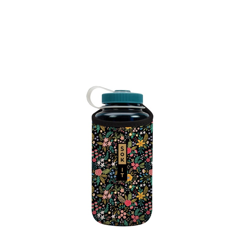 Sok It Sok It BotlSok Water Bottle Sleeve Insulated Neoprene Cover English Garden Picnic Fits 32oz Nalgene 