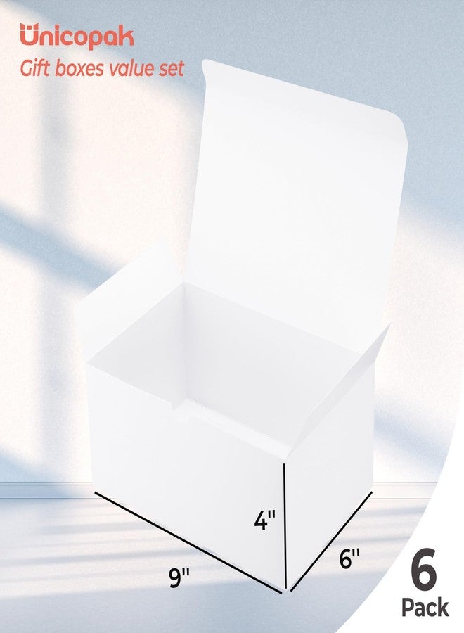 UnicoPak 6 Pack 9x6x4 Gift Boxes White Gift Boxes with Lids for Presents White Boxes Bulk for Gifts Birthday Wedding Bridesmaid Proposal Valentine Holiday Christmas - Image 2