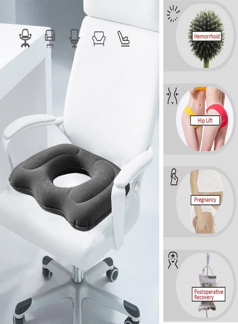 Inflatable donut cushion for office chair, portable sciatica pillow for sitting coccyx pain car seat cushion for long-term sitting daily use  - Image 2