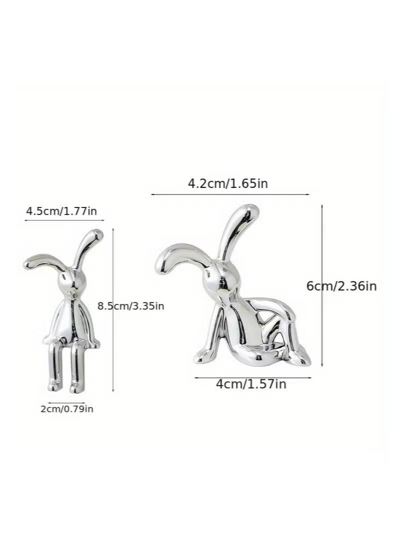 ‌2-Pack Whimsical Sitting Rabbit Car Decorations - Adorable Long-Legged Design, Cute Center Console Ornaments & Personalized Interior Decor for Playful Car Interiors - Image 4