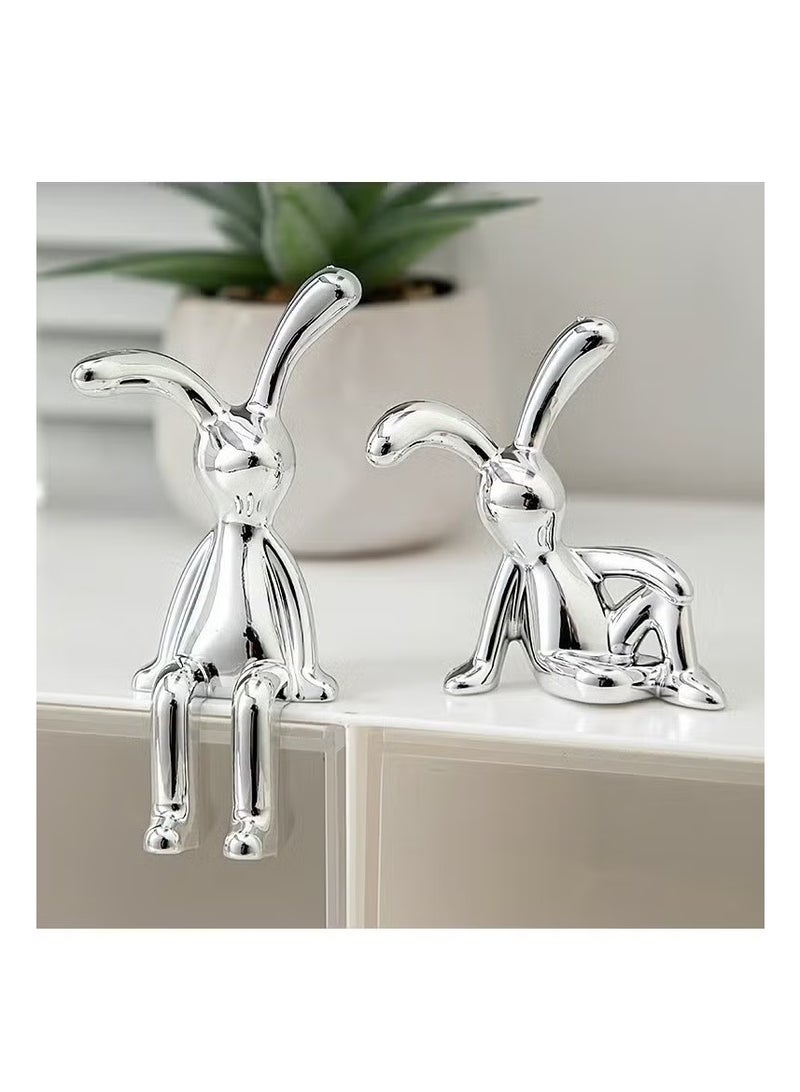 ‌2-Pack Whimsical Sitting Rabbit Car Decorations - Adorable Long-Legged Design, Cute Center Console Ornaments & Personalized Interior Decor for Playful Car Interiors - Image 1