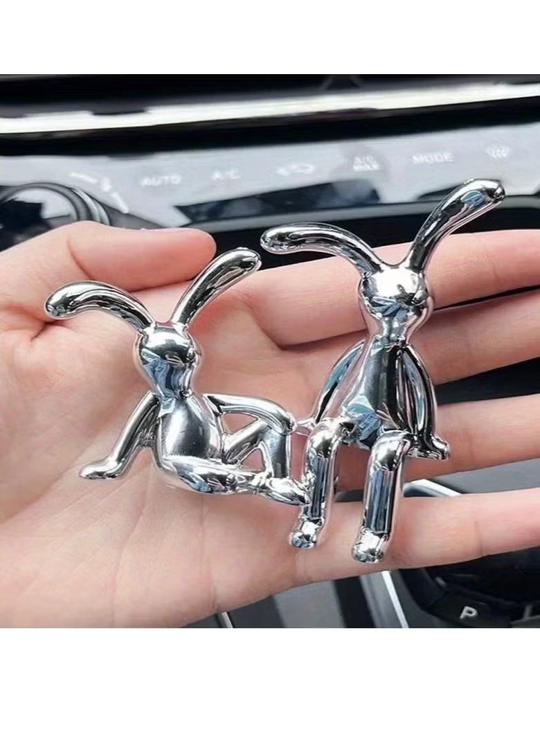 ‌2-Pack Whimsical Sitting Rabbit Car Decorations - Adorable Long-Legged Design, Cute Center Console Ornaments & Personalized Interior Decor for Playful Car Interiors - Image 3