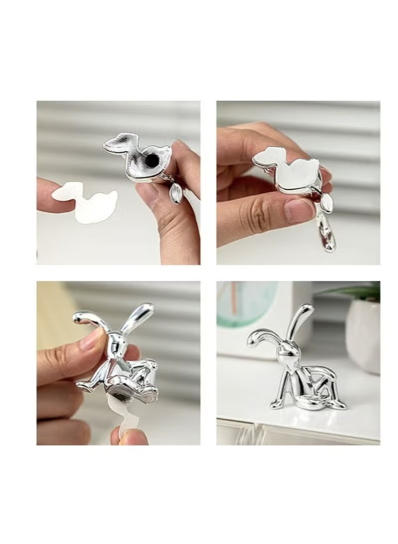 ‌2-Pack Whimsical Sitting Rabbit Car Decorations - Adorable Long-Legged Design, Cute Center Console Ornaments & Personalized Interior Decor for Playful Car Interiors - Image 5