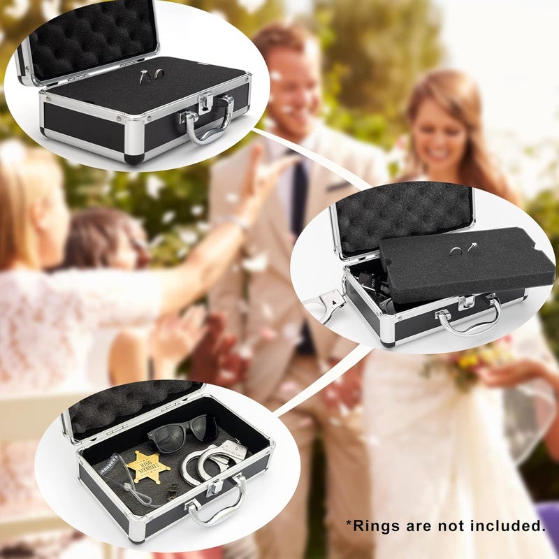 BESZONE Ring Security Wedding Bearer Box With Rings Holder Pad - Security Briefcase, Proposal Bearer Sunglasses, Kids Toy Handcuffs, Earpiece & Toy Badge, Proposal Ideas Wedding Box Gifts Set for Ceremony - Image 3