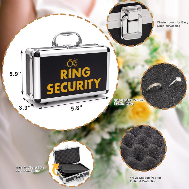 BESZONE Ring Security Wedding Bearer Box With Rings Holder Pad - Security Briefcase, Proposal Bearer Sunglasses, Kids Toy Handcuffs, Earpiece & Toy Badge, Proposal Ideas Wedding Box Gifts Set for Ceremony - Image 2