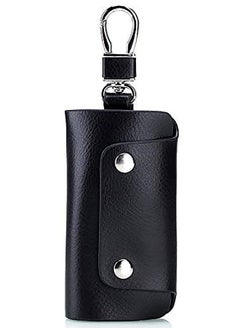KASTWAVE Unisex Genuine Cow Leather Keychain Bag Men Women Key Holder Organizer Pouch Car Key Case Magnetic Buckle-Black  - Image 1