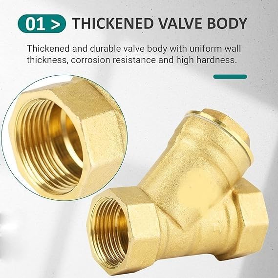 JES Y Type Strainer Hydraulic Pneumatic Tool Accessories Strainer Brass Y- Type Strainer Simple Small Durable Strainer Size 1 Inch (Golden color) - Image 2