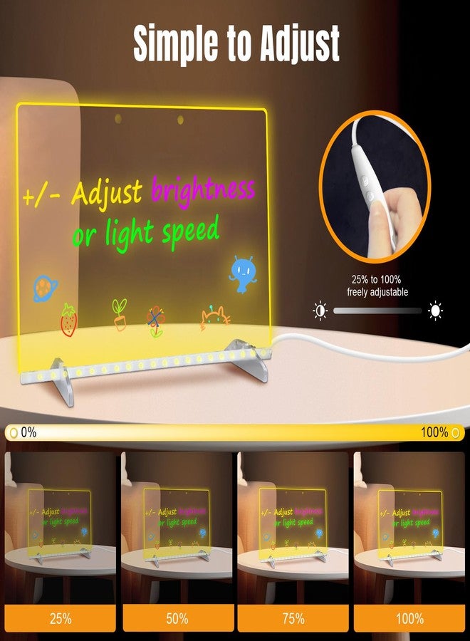 Lumiboard Led Drawing Board with 8 Colors, 13"x10" Acrylic Dry Erase Board with 13 Light Effects, Glow Doodle Board Gifts for Kids for Easter Halloween Christmas Birthday Gifts Presents, 14 Pens - Image 4