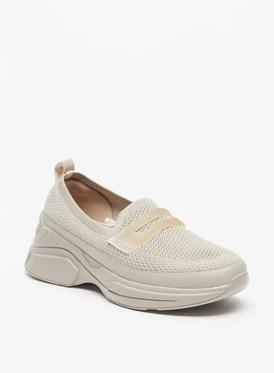 لو كونفورت Textured Slip-On Sneakers with Pull Tab