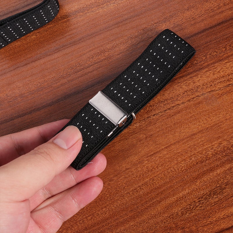 1 Pair 2.5cm Shirt Armband Non Adjustable Unisex Chinlon Beautiful Practical for Women Men (Black and ) - Image 3