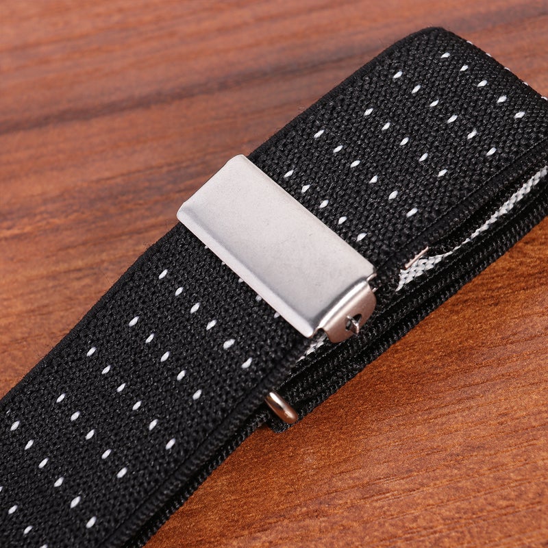 1 Pair 2.5cm Shirt Armband Non Adjustable Unisex Chinlon Beautiful Practical for Women Men (Black and ) - Image 2