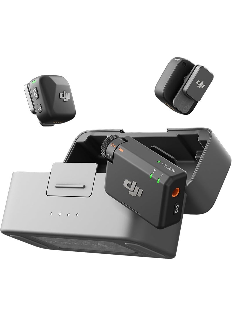 Dji World DJI Mic Mini (علبة شحن 2 TX 1 RX) ، خفيف الوزن ، صوت غني بالتفاصيل ، استخدام 48 ساعة ، إلغاء الضوضاء ، تحديد تلقائي ، ميكروفون لاسلكي للكاميرا / iPhone 15-16/ Android ، مدونة فيديو ، بث - Image 1