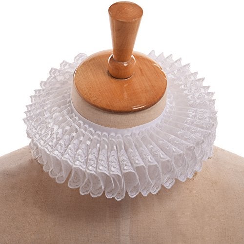 GRACEART Renaissance Elizabethan Ruffled Collar Neck Ruffle (B-White) - Image 5
