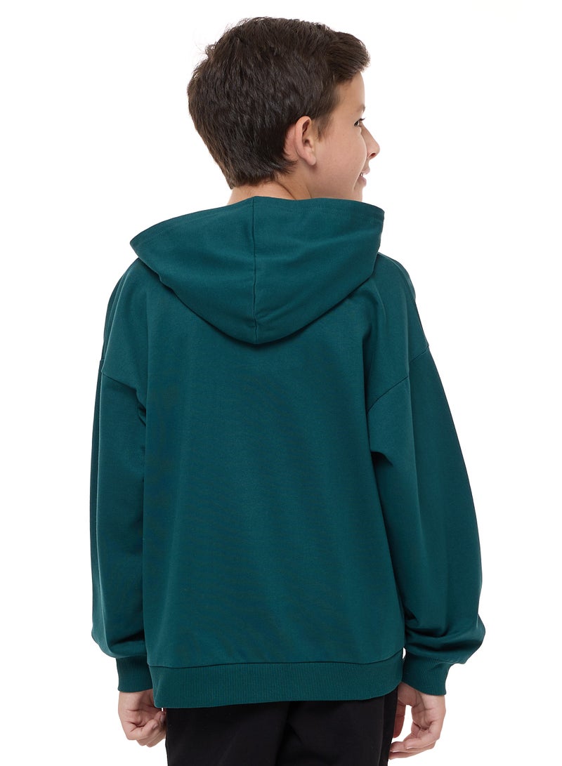 victor and jane Boys and Girls' Relaxed Fit - Hoodie  (8-14yrs) Dk Green - Image 4