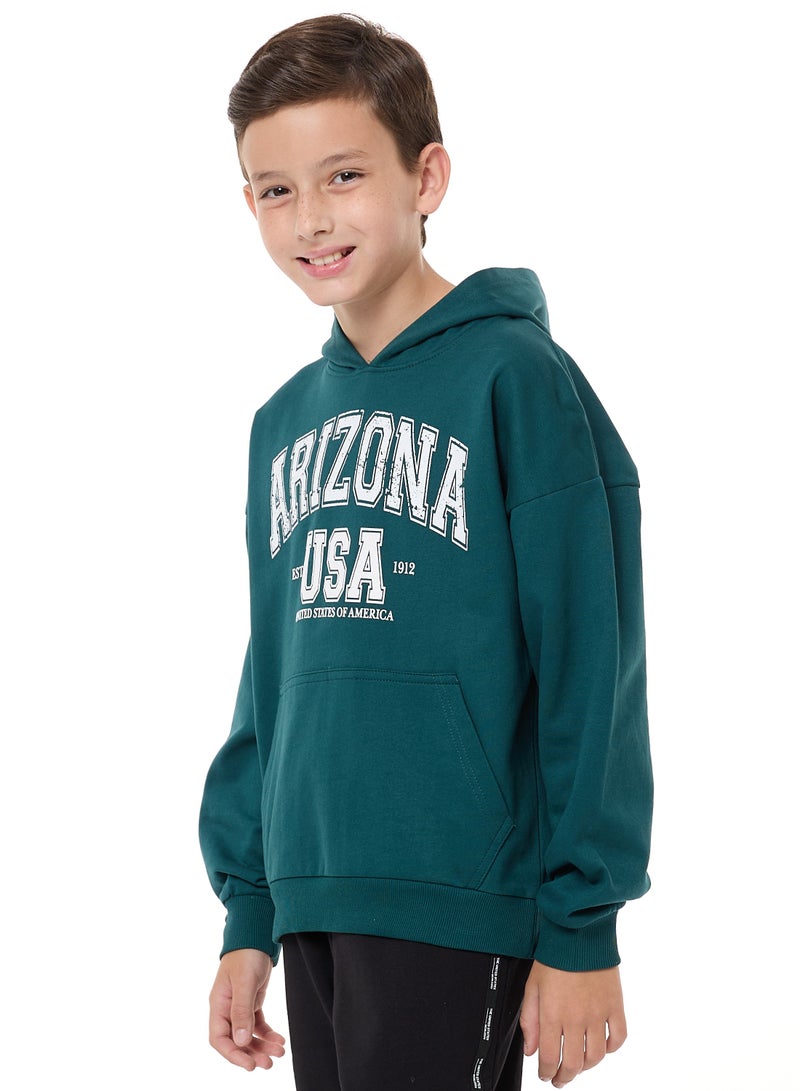 victor and jane Boys and Girls' Relaxed Fit - Hoodie  (8-14yrs) Dk Green - Image 3