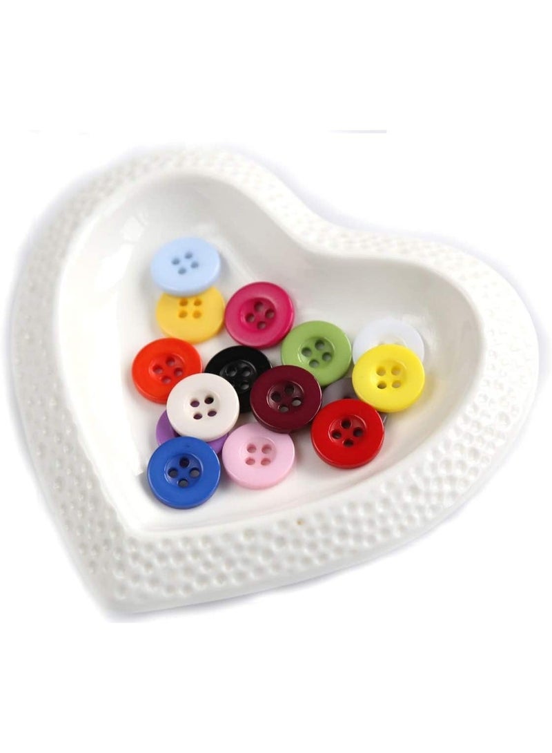 LuckSa Colors Buttons, 5/8 Inch (15mm) Mix 15 for Sewing 4 Holes Resin Button for Crafts Scrapbooking Pack of 300 Pcs with Box (Each Color 20 Pcs) - Image 3