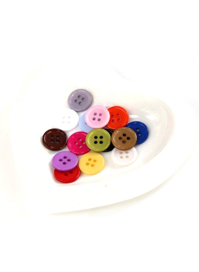 LuckSa Colors Buttons, 5/8 Inch (15mm) Mix 15 for Sewing 4 Holes Resin Button for Crafts Scrapbooking Pack of 300 Pcs with Box (Each Color 20 Pcs) - Image 5