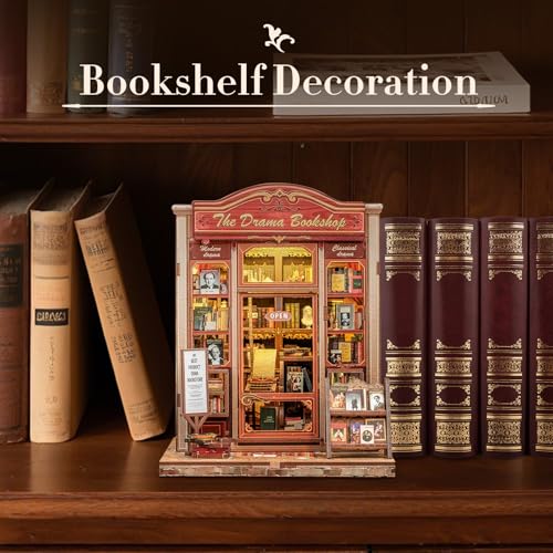 Fsolis Book Nook Kit DIY Bookshelf Miniature Bookshelf Kit for Adults Tiny House 3D Puzzle Booknook Adult Craft Gifts for Women Teenagers Book Lovers The Drama Bookshop - Image 5