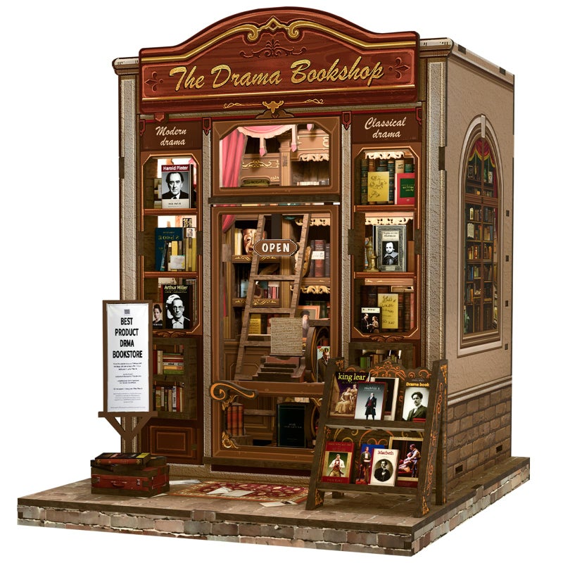 Fsolis Book Nook Kit DIY Bookshelf Miniature Bookshelf Kit for Adults Tiny House 3D Puzzle Booknook Adult Craft Gifts for Women Teenagers Book Lovers The Drama Bookshop - Image 3