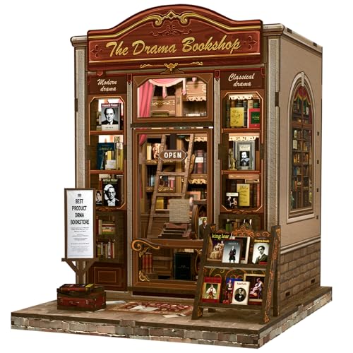 Fsolis Book Nook Kit DIY Bookshelf Miniature Bookshelf Kit for Adults Tiny House 3D Puzzle Booknook Adult Craft Gifts for Women Teenagers Book Lovers The Drama Bookshop - Image 1