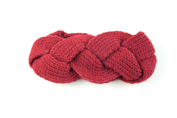 Generic Knitted Twist Braid Ear Warmer Headband NO.3 Bordeaux