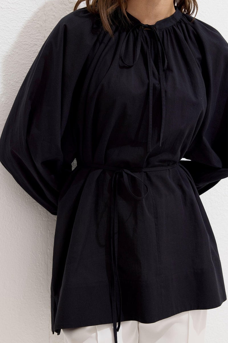 Manuka Lace Detail Voile Tunic Black  - Image 5