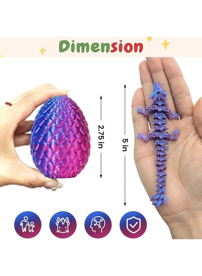 YILCER 4PCS 3D Printed Dragon Eggs with Dragon Inside Mini Dragon Eggs Set Mystery Dragon Egg Animals Fidget Toy 3D Printed Dinoasur Eggs Mythical Pieces Dragon in Egg - Image 3