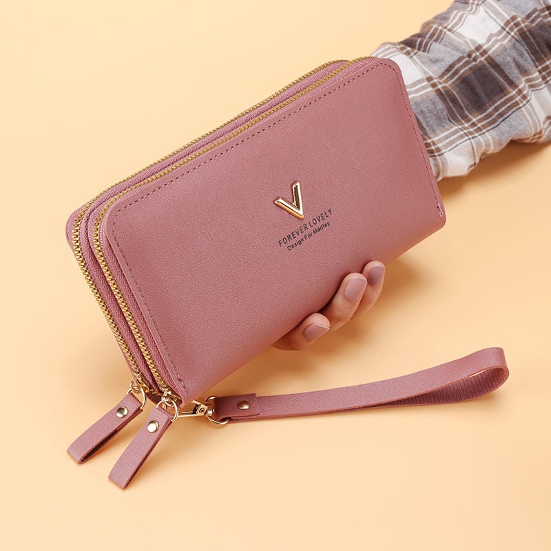 Multifunctional Solid Color PU Leather Wallet, RFID Blocking Design Portable Daily Storage Purse for Cards Cash Coin Business Use - Image 1
