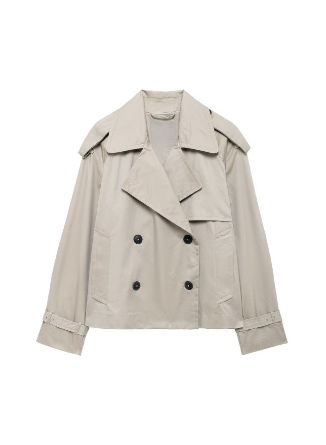 Taop&Za Autumn Women's Versatile Fashionable Lapel Long-Sleeved Double-Breasted Windbreaker Jacket 0518248  - Image 1