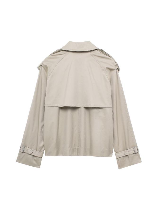 Taop&Za Autumn Women's Versatile Fashionable Lapel Long-Sleeved Double-Breasted Windbreaker Jacket 0518248  - Image 5