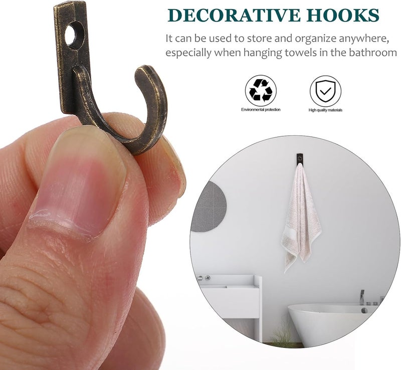 50pcs Bronze Zinc Alloy Single Wall Hooks Coat and Hat Hangers for Entryway Bathroom Towels Rack Organizer - Image 3