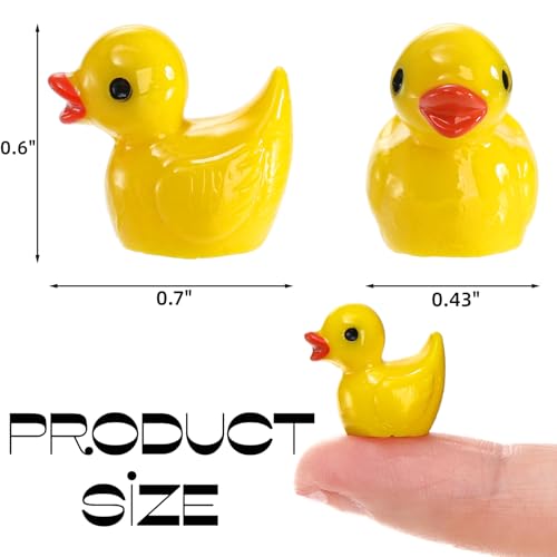 Goaste 300 Pieces Mini Resin Ducks Tiny Yellow Duck Figurines Cute Duck Miniatures Bulk for Cake Decoration School Project Accessories DIY Crafts Fairy Garden Landscape Aquarium Decorations - Image 5