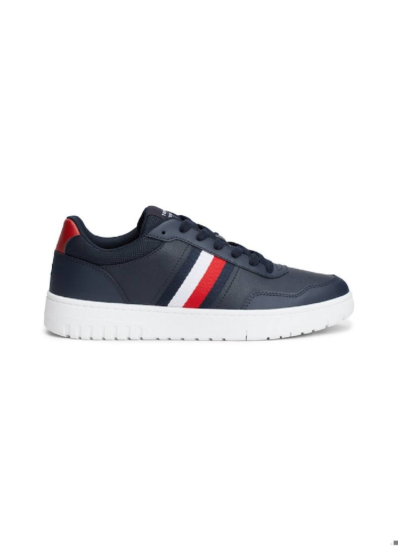 TOMMY HILFIGER - Men's Basket Core Lite Sneakers Mid Top - Leather, Blue - Image 1