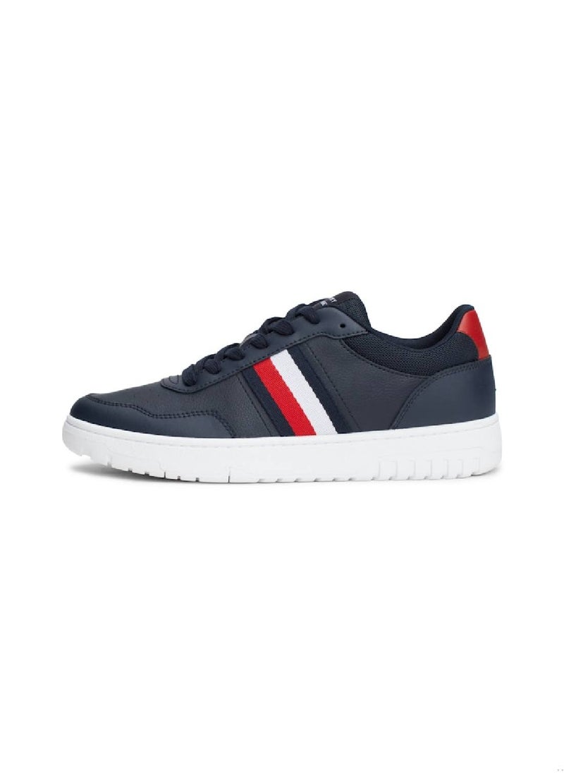 TOMMY HILFIGER - Men's Basket Core Lite Sneakers Mid Top - Leather, Blue - Image 1