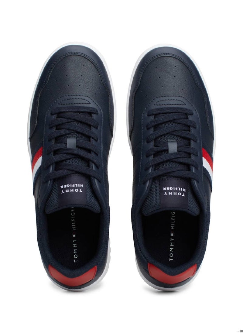 TOMMY HILFIGER - Men's Basket Core Lite Sneakers Mid Top - Leather, Blue - Image 1