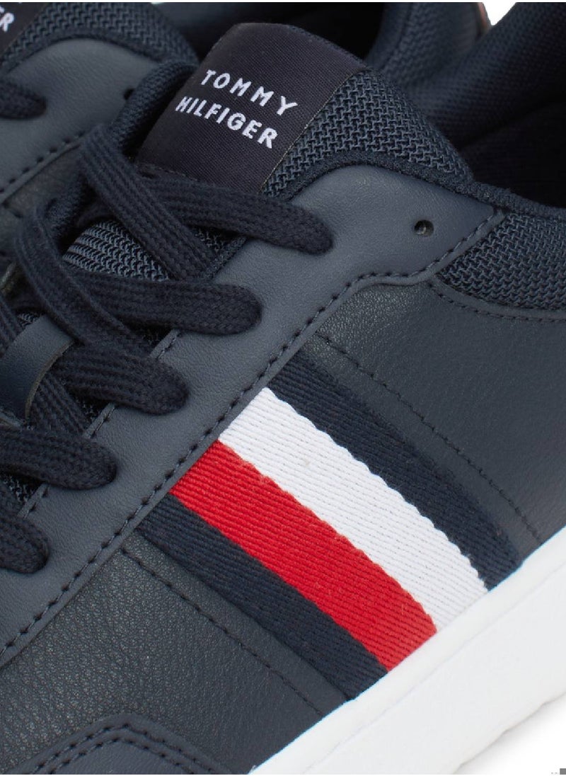 TOMMY HILFIGER - Men's Basket Core Lite Sneakers Mid Top - Leather, Blue - Image 1